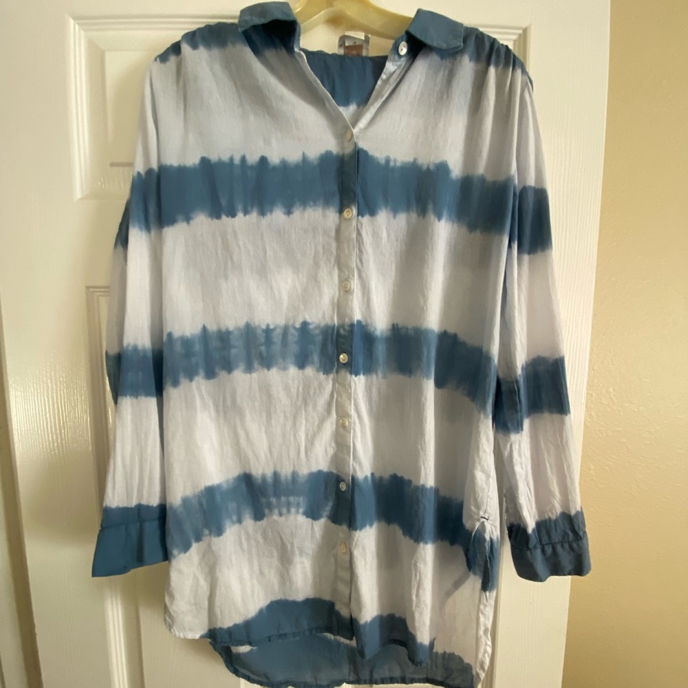 Chicos Tie Dye Striped Shirt